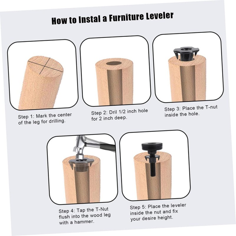COHEALI 1set Adjustable Heavy Duty Furniture Levelers with Threaded Inserts