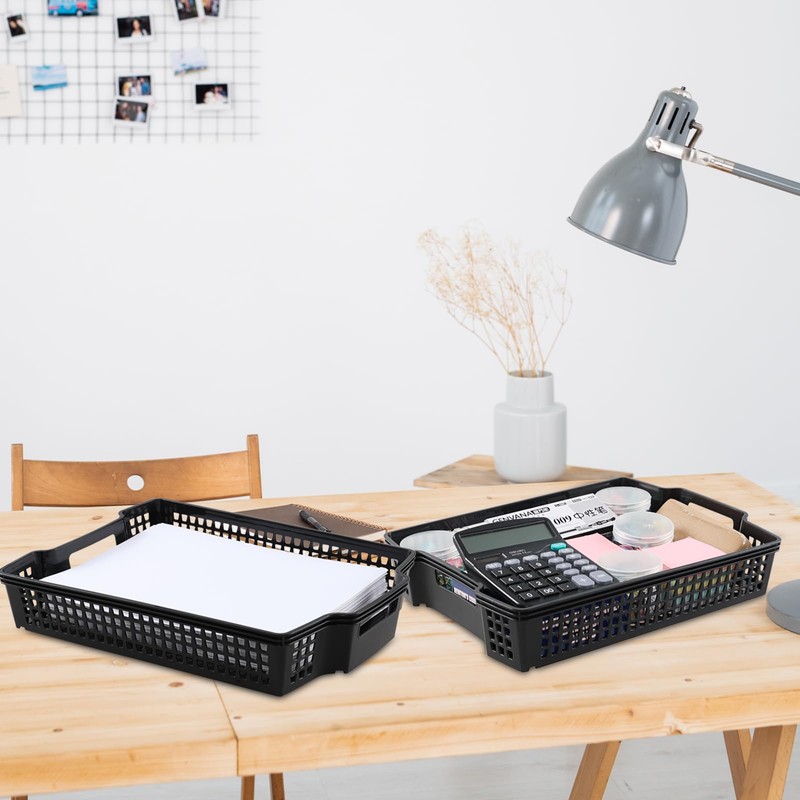 Yuright 6 Packs Plastic Stacking A4 Paper Storage Basket Tray,