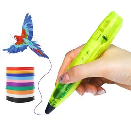 LIHUACHEN 3D Pen for Children Set with 24 Colours PLA Plastic Filament, PLA Compatible 3D Printing Pen (Yellow)