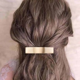 Dervivea French Metal Bar Hair Clip Hair Clip Gold Geometry Rectangular Hair Clip Clips Minimalist Square Head Clip Ponytail Holder Hair Clip Decorative Hair Accessories