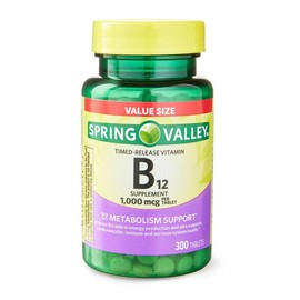 Spring Valley Timed-Release Vitamin B12 Tablets 1,000 mcg - Healthcare Supplement for Energy, Fitness & Daily Health Support, Edible - Count: 300