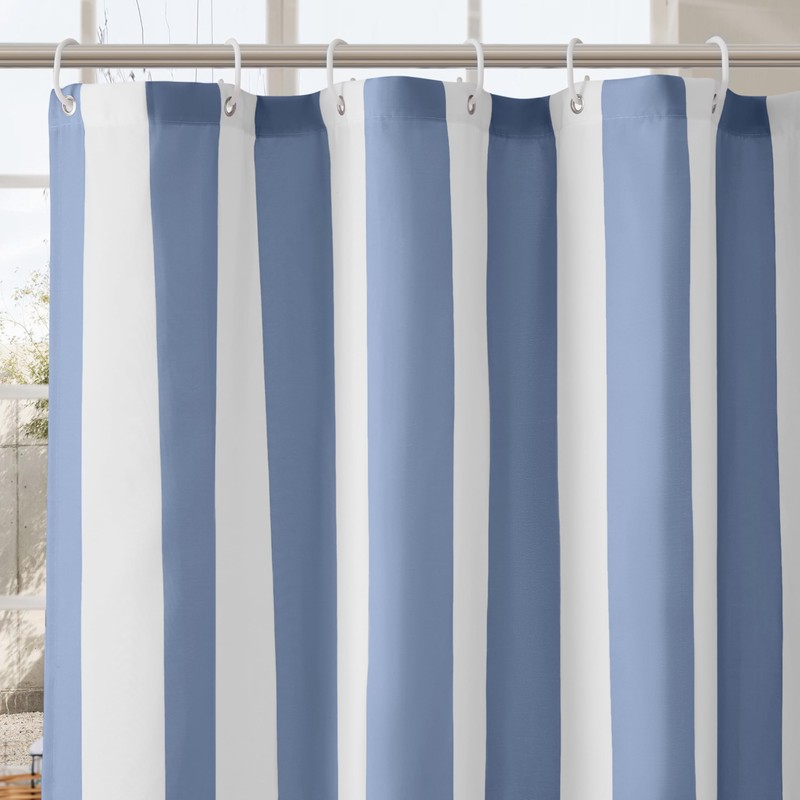 Ohocut Vertical Striped Blue Shower Curtain, Cute Retro Vintage Blue