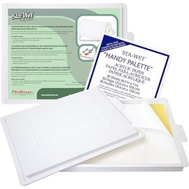 Masterson Sta-Wet Handy Palette Bundled Set, with 30 Acrylic Paper Refill Sheets, 8.5in x 7in Airtight Wet Painting Palette, Keeps Wet Paint Fresh for Days, Made in USA