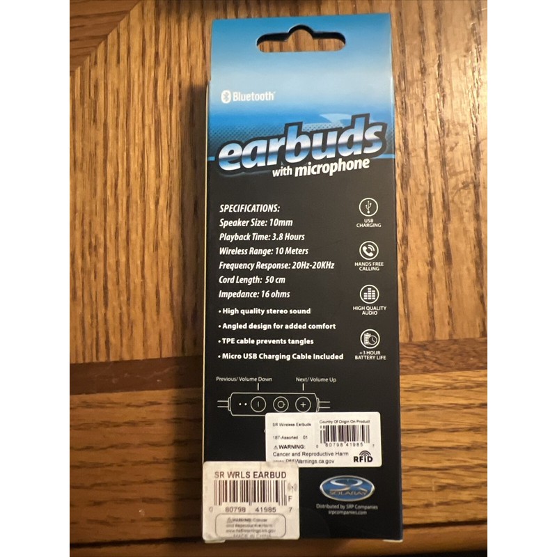 SOLARAY BLUETOOTH EARBUDS GREY & WHITE BUILT IN MIC USB