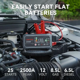 LOKITHOR JC400 Jump Starter and Smart Battery Charger, 2500A 12V Portable Jump Box for Upto 8.5L Gas/6.5L Diesel, 750mA/1A/2A 6V/12V Automotive Battery Maintainer, Trickle Charger and Desulfator