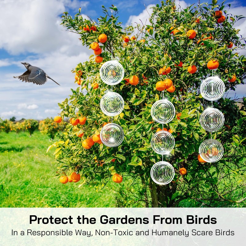 Bird Deterrents for Outside, Reflective 3D Stainless Steel Wind Spinners,
