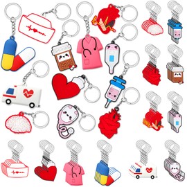 Henoyso 60 Pcs Nurses Keychains Bulk Graduation Gifts Nurses Week 2025 Gifts for Women Nurse Supplies Accessories Medical Assistant Nurse Party Favor