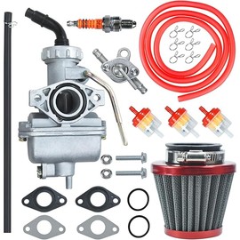 PZ20 Carburetor Carb Air filter Fuel Line Kit for 50cc-125cc Taotao ATA-110B 125D Boulder B1 T-Force Coolster Apollo kazuma Kids ATV Four Wheeler XR70 XR80 CRF70 CRF80F Dirt Pit bike (RED)