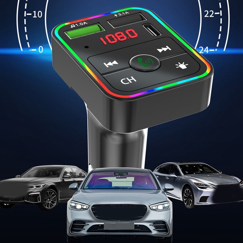 Bluetooth 5.0 FM Transmitter Hands Free Call USB 2.0 Music