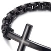 Mens Womens Shinny Black Stainless Steel Horizontal Sideway Lateral Cross