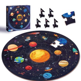 TAOZI&LIZHI Solar System Puzzles for Kids Ages 4-6, 6-8, Large 48 Pieces Round Space Planets Toddler Puzzle Age 2-4, Jigsaw Floor Puzzles for Kids Ages 3-5, Puzzles Gifts for Boys Girls Children