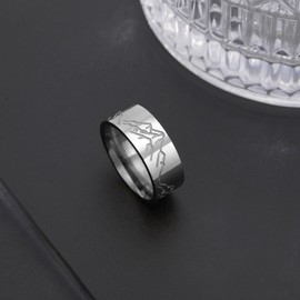 kkjoy Whale of the Sea Ring Mountain Chain Ring Spiral Ring Stainless Steel Your Side Face Promise Ring Jewellery Gift for Women Men, Stainless Steel, No Gemstone