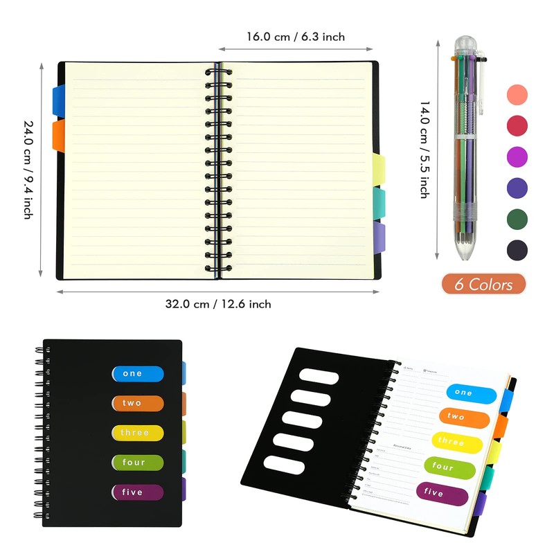 Kesote Subject Notebook with Multicolor Pen, Wire Bound Notebook 300