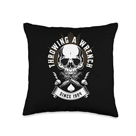 Birth Year 1994 Throwing a Wrench Skull Sparkplugs Throw Pillow