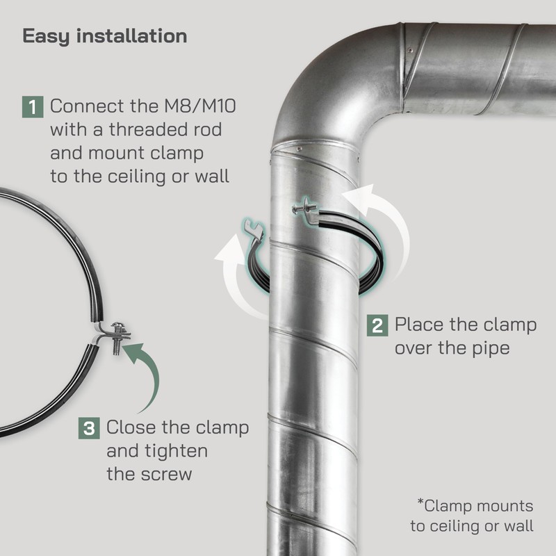 Vent Systems 8" inch Pipe Clamp with Rubber Gasket -