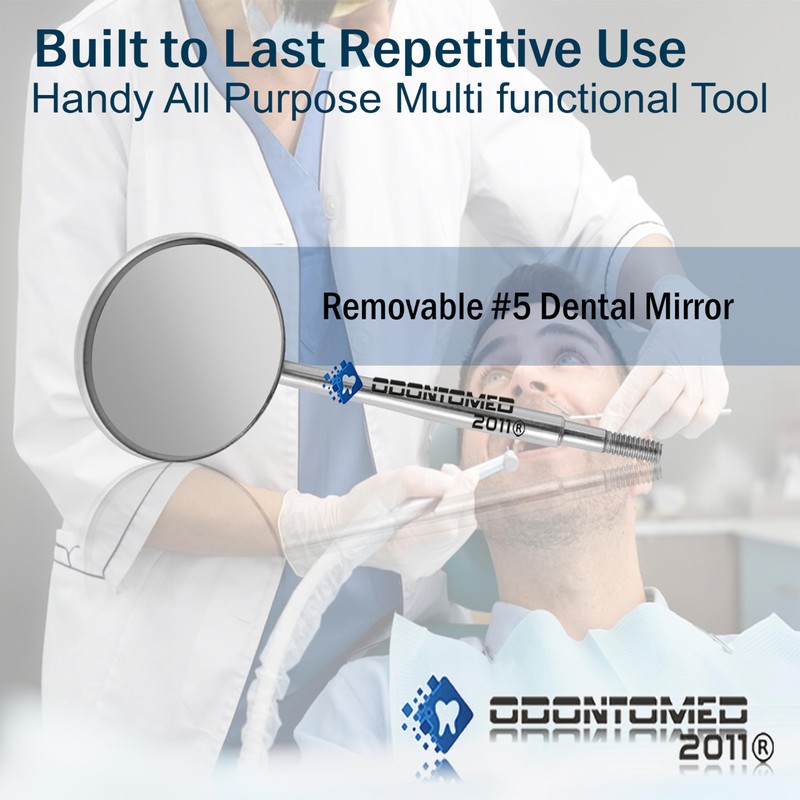 OdontoMed2011 Dental Mouth Mirror #5 Stainless Steel with Handle, Dentist