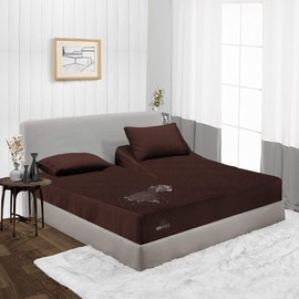 Split Top Queen Mattress Protector Waterproof Premiuim Quality Soft Zero Noise 18 Inch Deep Pocket Fitted Style 28 Inch Top Split Mattress Protector for Adjustable Bed Chocolate