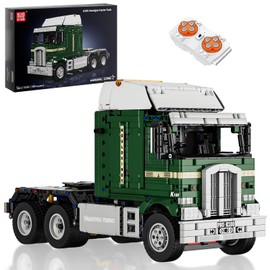Mould King RC Tractor Truck Toy Building Block, Semi Truck Toy for Aged 14+, 13202 Realistic Car Model with Motor, Heavy Equipment Transporter Build and Display Blocks Kits (2181 Pieces)