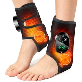 ROMYSE 2Pcs Cordless Foot and Ankle Massager for Pain Relief, Rechargeable Foot Massager for Neuropathy Ankle Heating Pad Wrap with Massage for Circulation, 6Heat &3Vibration Levels&Timer (Black)