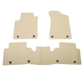 IKON MOTORSPORTS, Nylon Car Floor Mats Compatible with 2017-2023 Nissan Armada & Infiniti QX80, OE Style Beige Driver Passenger Car Carpets, Front Rear 3PCS Full Set