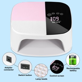 UV Nail Lamp Cordless, Rechargeable UV Light for Gel Nails, Professional UV LED Nail Dryer with 45Pcs Lamp Beads and Automatic Sensor, Quick-Drying Nail Light Kit for Nail Art at Home & Salon