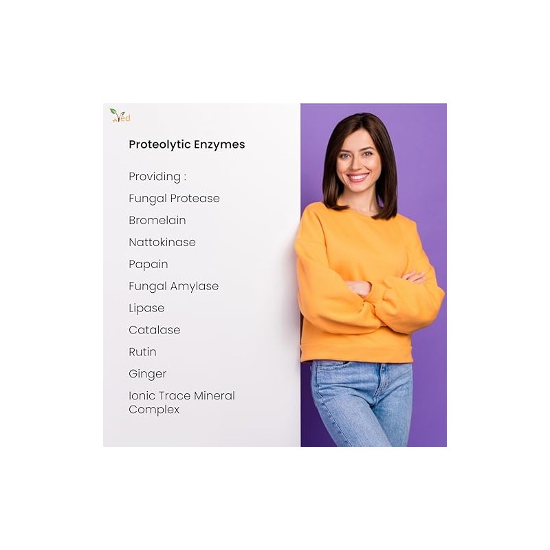 Ved Systemic Proteolytic Enzymes Complex, Mixed Enzyme Formula with Ginger