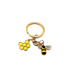 Bee Shape Rhinestone Yellow Keychain Family Cute Animal Colorful Bag Key Chain Keyring Ornament Bag Purse Charm Accessories