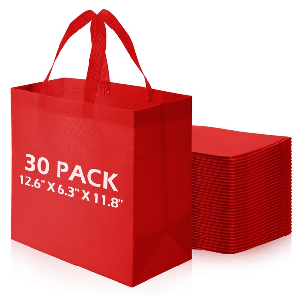 Vincreem 30 Pcs Reusable Tote Bag Bulk Non Woven Grocery
