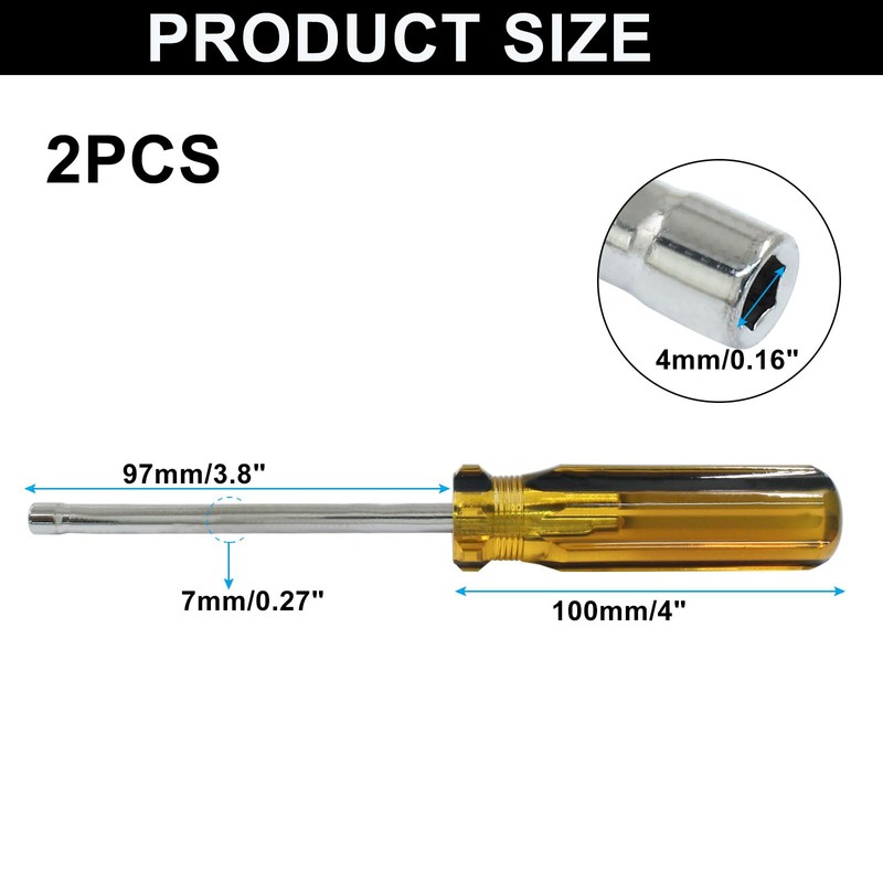 Murtenze 4MM Socket Wrench Screwdriver, 2 Pack Hex Socket Wrench