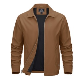 MAGCOMSEN Lightweight Jackets for Men Sping Fall Light Coat with Pockets Casual Windbreaker Jacket Brown,S