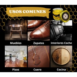 CERA DE ABEJA PREMIUM + ESPONJA DE REGALO - BEESWAX - CERA PARA MADERA Y PIEL, CERA PARA ZAPATOS, CHAMARRAS, MUEBLES, TABLAS DE PICAR - CERA GRADO ALIMENTICIO (230gr)