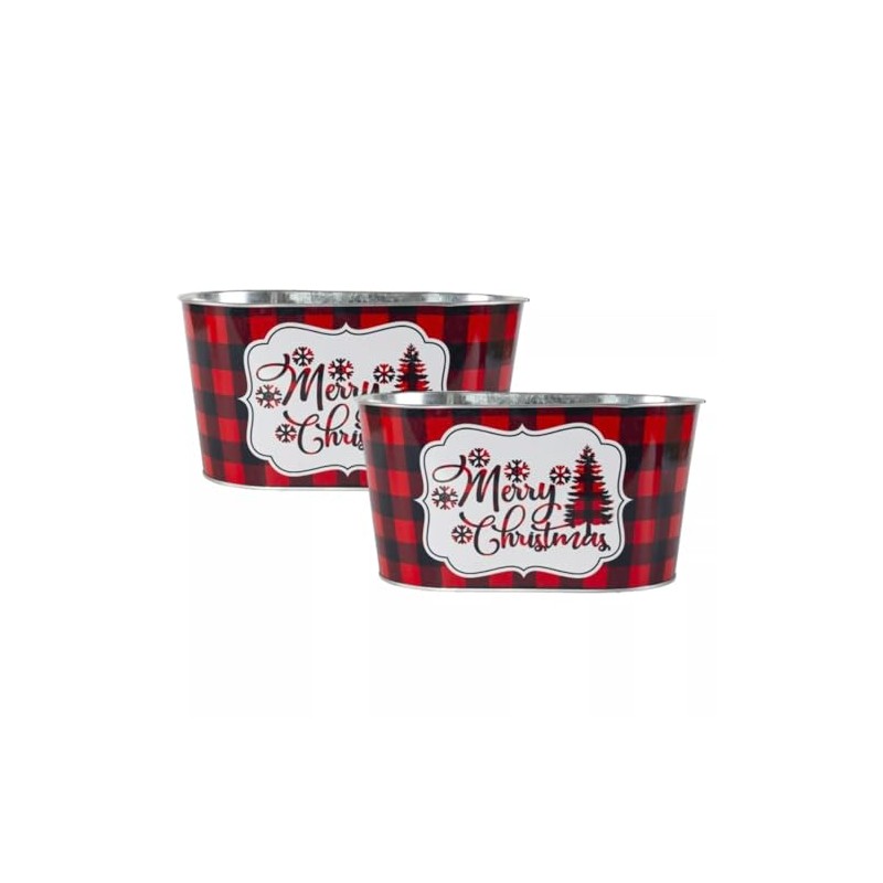 Fyne-Finds Set of 2 Metal Tin Trough 25cm, 10inch Pot