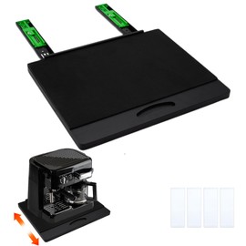 MinBoo Bamboo Appliance Slider,Sliding Tray for Coffee Maker, Kitchen Countertop Appliance Rolling Tray,Slides Easily from Under The Cabinet,Wide -Black- Large (16" Wx13 D)