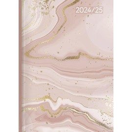 Alpha Edition - Campustimer Marble 2024/2025 Semester Planner, 9 x 15.6 cm, 10 x 15 cm, Calendar with 192 Pages, Note Area, Address Section, August to July of the Following Year and International