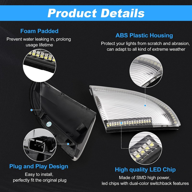 BORDAN LED Ram Side Mirror Turn Signal Puddle Light fit