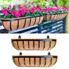 LaLaGreen Railing Planters Box (2 Pack, 30") Black Metal Large