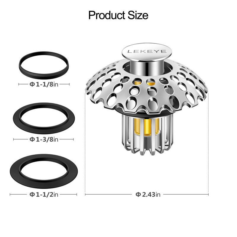 LEKEYE Bathroom Sink Stopper | Shower Drain Hair Catcher |