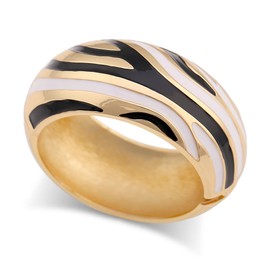 Wotfim Chunky Gold Bangle Bracelets for Women Enamel Zebra-Print Cuff Bangle Trendy Statement Cuff Bracelet Stack Jewelry Gift-TW-Black White