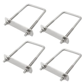 LifCratms 4 Sets 304 Stainless Steel Square U-Bolts, M6 x 50 x 100mm (Thread x Inner Width x Length) Tie Down U Bolt Clamp with Nuts and Plates for Automobiles Trailer Boat Trailer