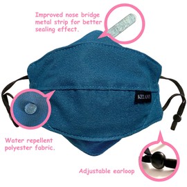 KELAMY Origami Style Cloth Face Mask Reusable & Washable with Filter Pocket, Nose Wire, Anti Fog Guard (Teal Blue, Medium - Child Age 6-11)