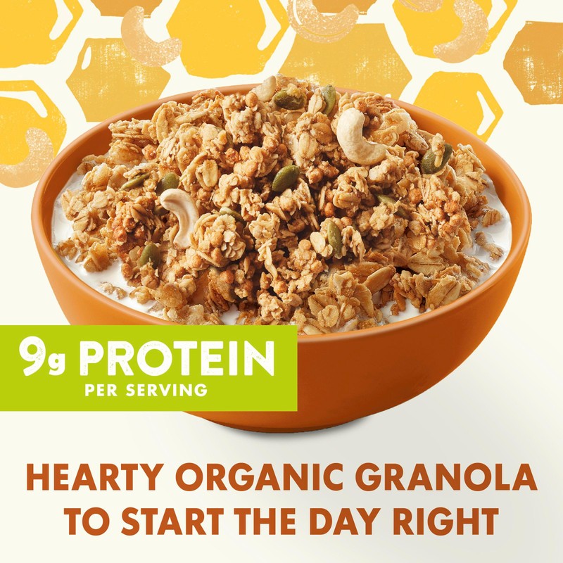 Cascadian Farm Organic Honey Cashew Granola, Protein Granola, Non-GMO, Resealable