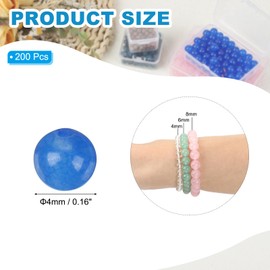 PATIKIL 200 Pcs Natural Stone Beads, 4mm Dark Blue Chalcedony Beads for Jewelry Making Bracelet Necklace Earrings Gemstone Round Loose Beads DIY Gifts for Women