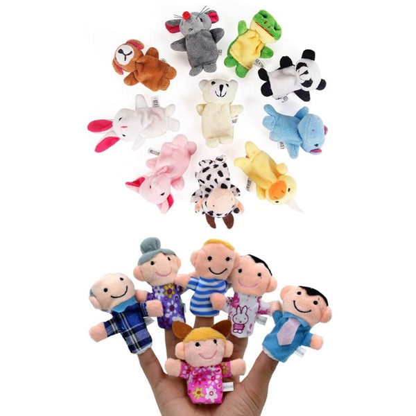 jojofuny 16pcs Toddlers Finger Puppets Set Plush People Family Thumb