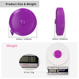 DiCUNO 60-Inch 1.5 Meter Soft and Retractable Measuring Tape, Pocket, Body Tailor Sewing Craft Cloth Dieting Tape Measure (3 Pcs of Purple with One Soft Tape)