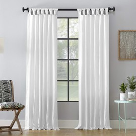 Archaeo 54874 Washed 100% Cotton Twist Tab Curtain, 52" x 84" Panel, White