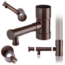 KADAX Rain Collector 80 mm, Rainwater Collector for Downpipe, Rain Thief with Integrated Valve, Water Collector Made of High-Quality Plastic, Water Thief (Brown)
