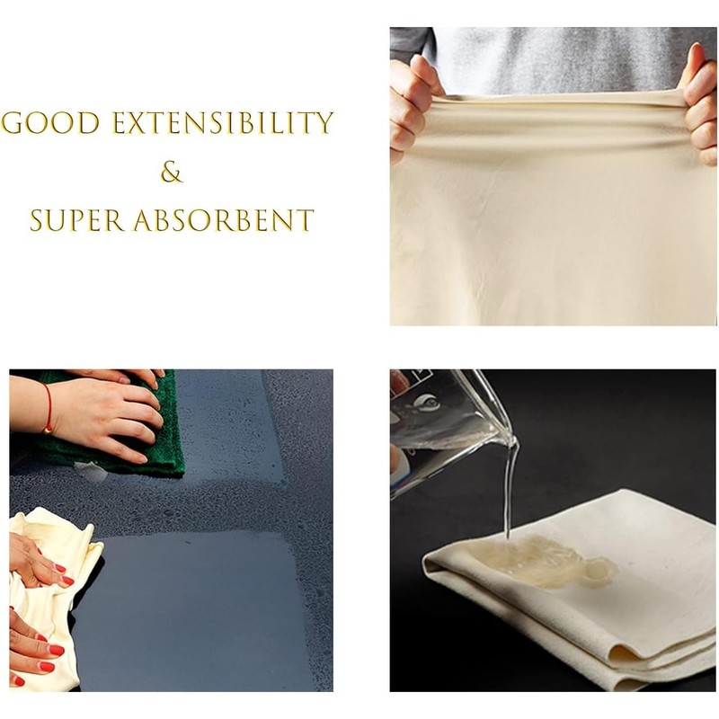 Super Absorbent Chamois Leathers for Cars, Natural Shammy Leather Cloth