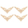 4Pcs Rubber Wood Carved Corner Onlay Applique Furniture Unpainted DIY