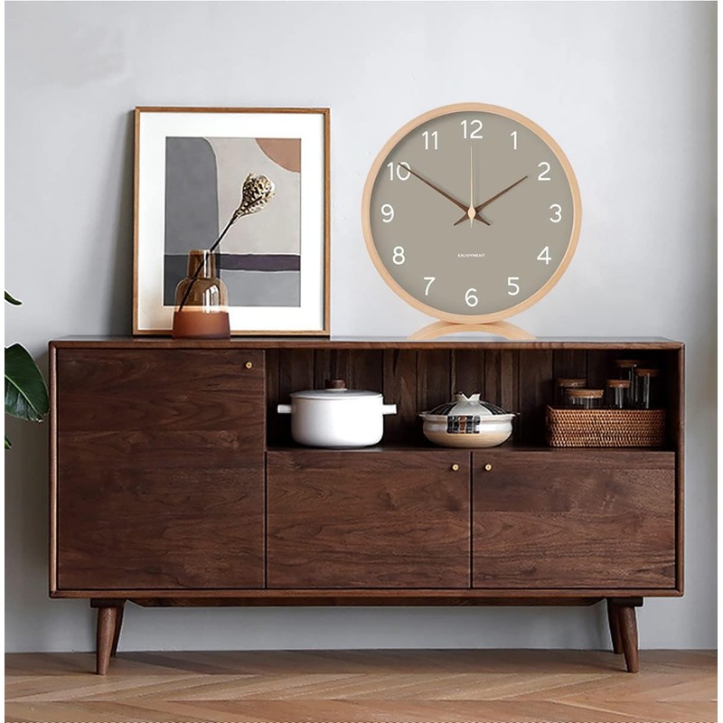 Maxspace Table Clock - 8 Inch Silent Non-Ticking Wooden Timepiece