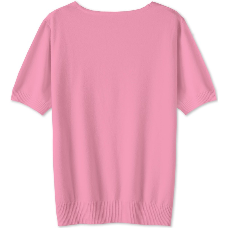 DAIMIDY Women's V Neck Short Sleeves Sweaters Soft Knit Lightweight